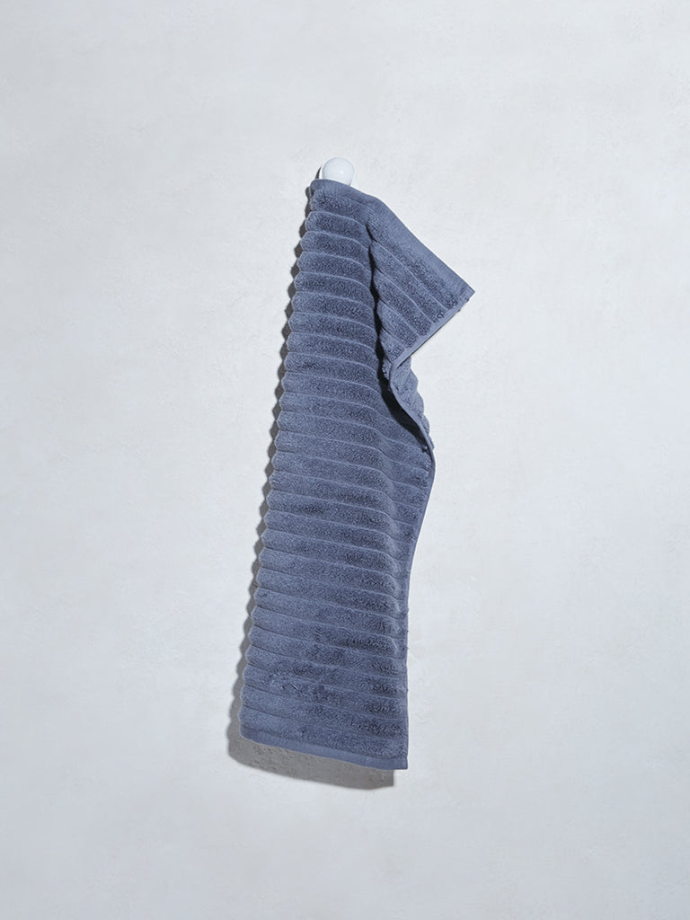 Westside Home Dark Blue Self-Striped Luxe Hand Towel