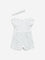 HOP Baby White Schiffli Design Cotton Jumpsuit with Hairband Set