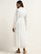 LOV White Schiffli Shirt Cotton Dress with Belt