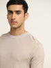 Ascot Beige Solid Relaxed Fit T-Shirt