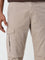 WES Casuals Beige Relaxed-Fit Mid-Rise Cotton Trousers