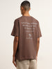 Nuon Brown Text Design Cotton T-Shirt