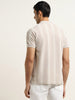 WES Casuals Beige Striped Slim-Fit Polo T-Shirt