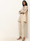 Vark Beige Floral Embroidered Straight Tunic With Pants Set