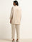 Vark Beige Floral Embroidered Straight Tunic With Pants Set