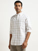 WES Casuals Taupe Checks Design Relaxed-Fit Cotton Shirt