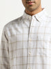 WES Casuals Taupe Checks Design Relaxed-Fit Cotton Shirt
