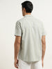WES Casuals Sage Striped Slim-Fit Blended Linen Shirt