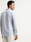 WES Casuals Blue Striped Seersucker Slim-Fit Cotton Shirt