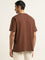 WES Casuals Brown Regular-Fit Cotton T-Shirt