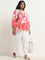 Gia Red Floral Printed Cotton Blouse