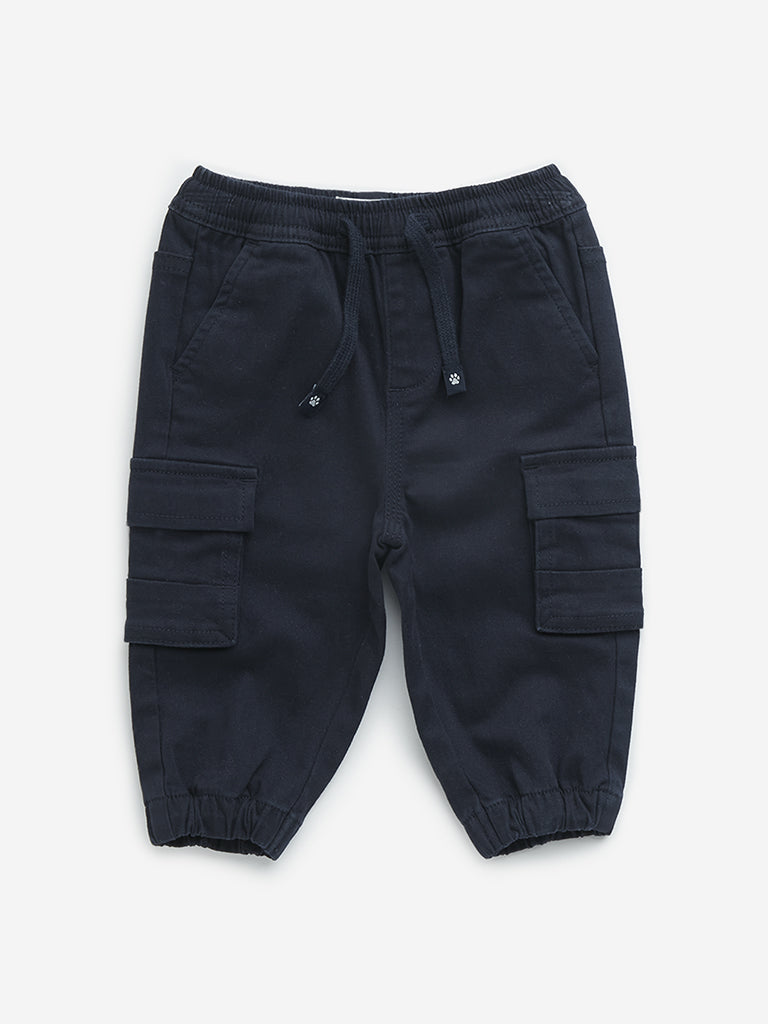 HOP Baby Navy Mid-Rise Cotton Blend Joggers