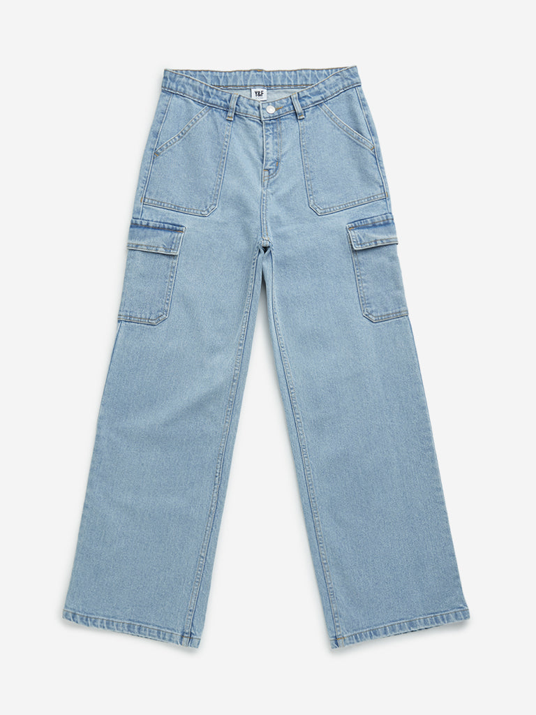 Y&F Kids Blue Straight - Fit High - Rise Jeans