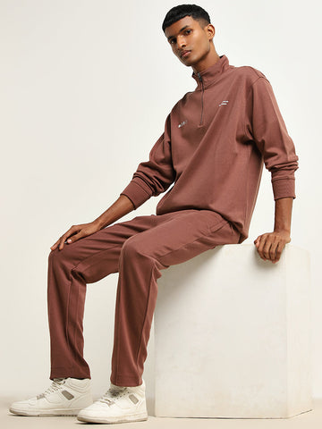 Studiofit Rust Relaxed-Fit Cotton Blend Track Pants