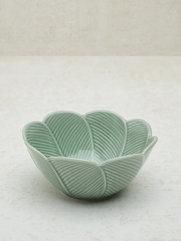 Westside Home Mint Tropical Leaf Design Serving Bowl - Large