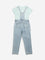 Y&F Kids Blue Faded Denim Dungaree with T-Shirt Set