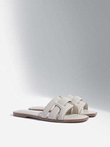 LUNA BLU Ivory Multi-Strap Slides