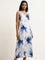 Wardrobe Ivory & Navy Abstract Printed Straight Dress