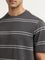 WES Lounge Dark Grey Striped Design Relaxed-Fit T-Shirt