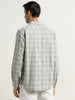 WES Casuals Sage Checkered Design Relaxed-Fit Cotton Shirt