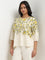 Gia Beige Floral Printed Blouse