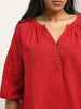 Gia Red Seersucker Textured Cotton Top