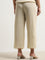 Gia Beige Ribbed Textured High-Rise Pants