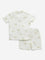 HOP Kids Off-White Car Cotton Shirt with Mid-Rise Shorts