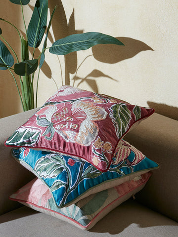 Westside Home Burgundy Floral Design Cushion Cover