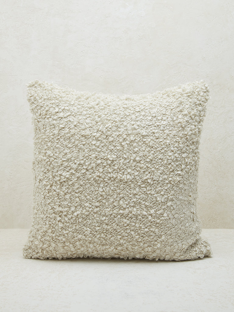 Westside Home Off-White Fleece Large Cushion Cover