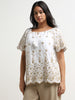 Gia White Floral Embroidered Blouse