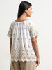Gia White Floral Embroidered Blouse
