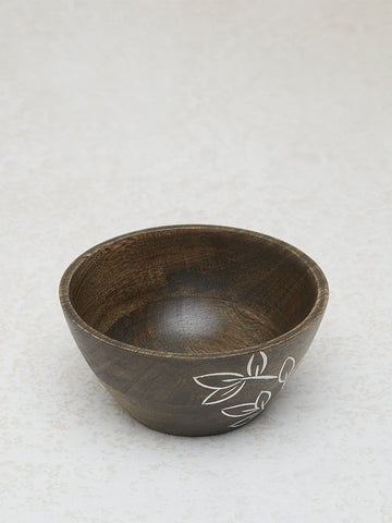 Westside Home Dark Brown Leaf Design Bowl