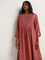 Zuba Dusty Pink Embroidered A-Line Kurta