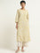 Utsa Yellow Botanical Printed A-Line Cotton Blend Kurta