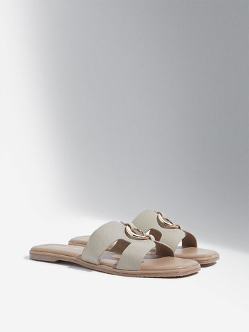 LUNA BLU Taupe Metal-Detailed Slides