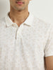 WES Casuals White Printed Relaxed-Fit Polo T-Shirt
