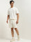 Studiofit Off-White Textured Relaxed-Fit Mid-Rise Shorts