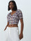 Bombay Paisley Multicolour Checks Printed Cotton Crop Top