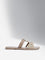 LUNA BLU Beige Embellished T-Strap Slides