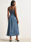 Nuon Blue Cut-Out Detailed Straight Denim Dress