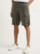 WES Casuals Olive Relaxed-Fit Mid-Rise Cotton Shorts