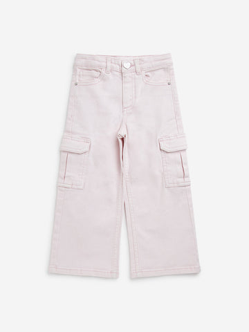 HOP Kids Light Pink Cargo-Style Relaxed - Fit Mid - Rise Jeans