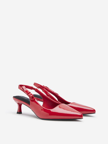 LUNA BLU Red Slingback Kitten Shoes