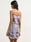 Nuon Multicolour Checkered Ruched Bodycon Cotton Dress