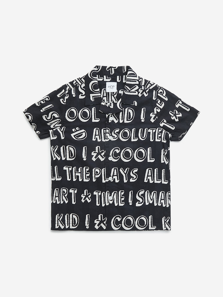 HOP Kids Black Text Design Resort-Fit Shirt