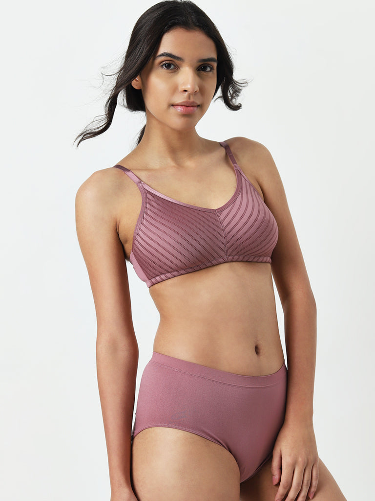 Wunderlove Mauve Patterned Soft Bra