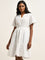 LOV White Embroidered Tiered Cotton Dress