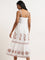 LOV Off-White Embroidered Tiered Cotton Dress