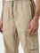 WES Casuals Beige Relaxed-Fit Mid-Rise Cotton Blend Pants